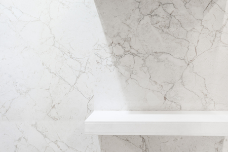Retail shelf on light marble vintage background. fill objects.の写真素材