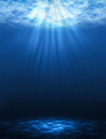 Sunbeam vertical Abstract underwater backgrounds in the sea.の写真素材