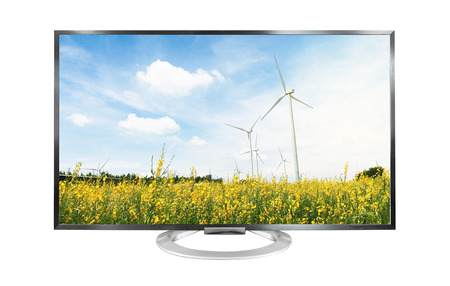4k Television landscape isolated on white background. clipping pathの写真素材