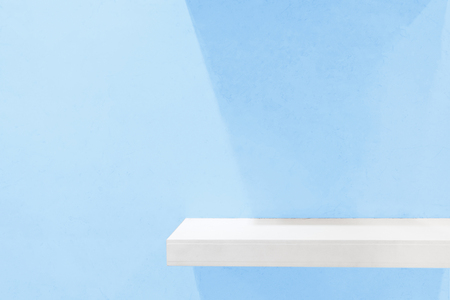 Retail shelf on light blue vintage background. fill objects.の写真素材