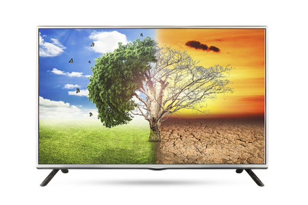 TV flat screen nature isolated white background.の写真素材