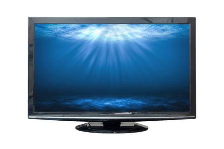 Black HD monitor deep sea isolated on white background.の写真素材