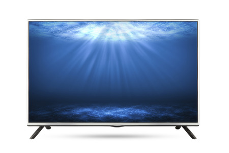 TV flat screen deep sea isolated white background.の写真素材