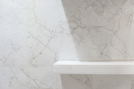 Retail shelf on light marble vintage background. fill objects.の写真素材