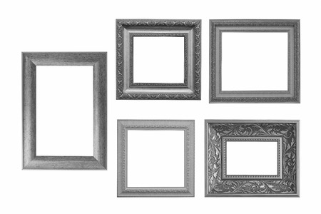 Set of grey vintage frame isolated on white background. with clipping pathの写真素材