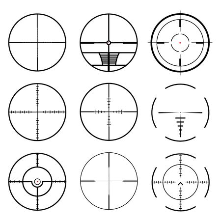 Set of target icons sight sniper symbo. crosshair and aim vector illustrationの写真素材