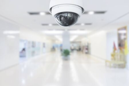 CCTV Security Camera operating in hospital on blur background.の写真素材