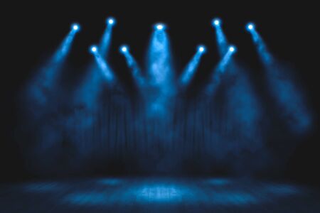 Blue Light show on the stage. lighting devises.の写真素材
