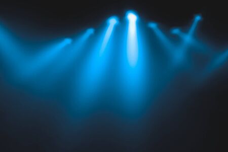 Blue Light show on the stage. lighting devises.の写真素材