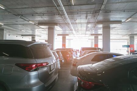 Nakhonratchasima, THAILAND DEC 22, 2019 : Parking cars without people in parking area.のeditorial素材