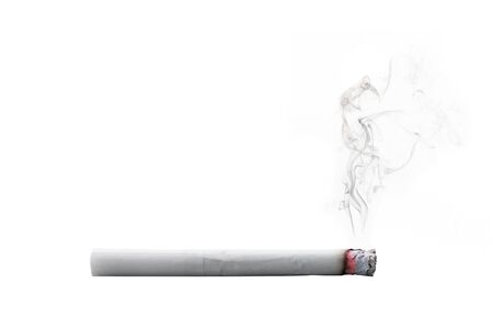 Smoking cigarette isolated on white background.の写真素材