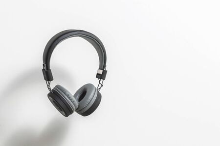 Grey headphone isolate on white background.の写真素材