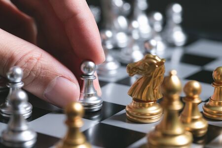 Plan movine pawn strategy of successful business competition leader concept.の写真素材