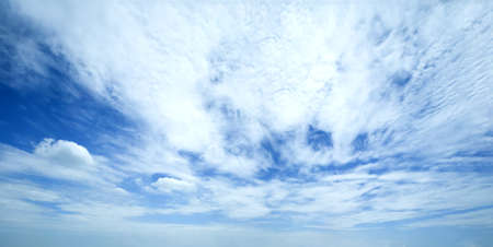 Blue sky background with clouds. Panoramaの写真素材