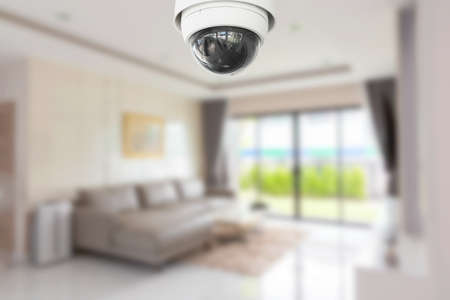Security camera or cctv camera on ceiling. Home Video System.の写真素材