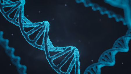 Dark blue DNA structure isolated background. 3D illustrationの写真素材