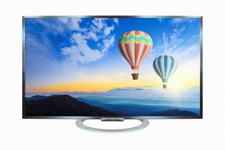 4k TV monitor isolated on white background.の写真素材