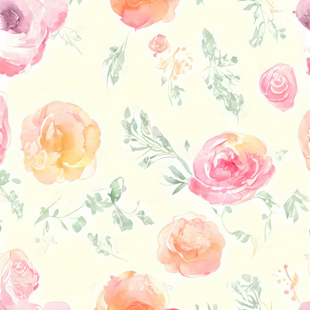 A watercolor painting showcasing the soft and tranquil colors of delicate flowers, evoking a sense of peace and serenity. Generative Aiの素材