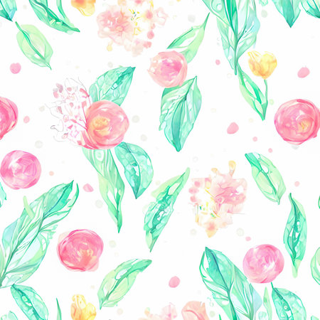 A watercolor painting showcasing the soft and tranquil colors of delicate flowers, evoking a sense of peace and serenity. Generative Aiの素材