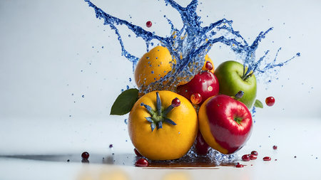 Fresh fruit water with Apples and Oranges. Generative AIの素材