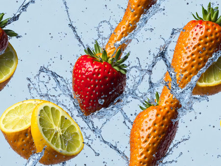 Fresh fruit water with Apples and Oranges. Generative AIの素材
