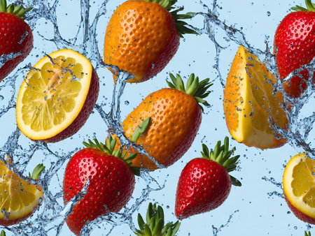 Fresh fruit water with Apples and Oranges. Generative AIの素材