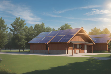 Eco house building design and green power energy. System technology for generate electrical power. Generative Aiの素材