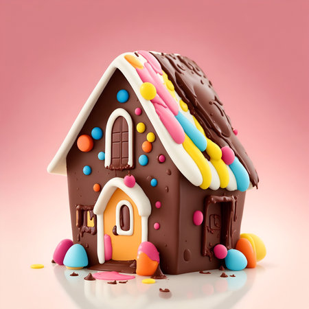 The Charming cute Chocolate House vibrant colors. Generative Aiの素材