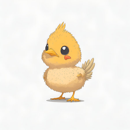 Tiny Chicken cute isolated on white background. Cute eyes in cartoon style. Generative Aiの素材