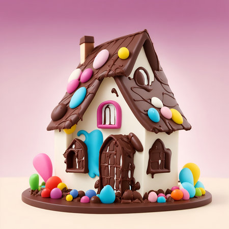 The Charming cute Chocolate House vibrant colors. Generative Aiの素材