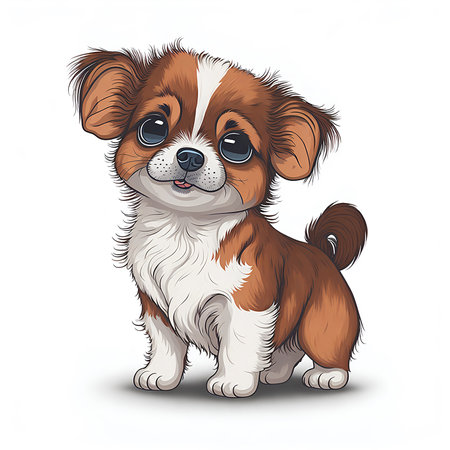 Tiny Dog cute isolated on white background. Cute eyes in cartoon style. Generative Aiの素材