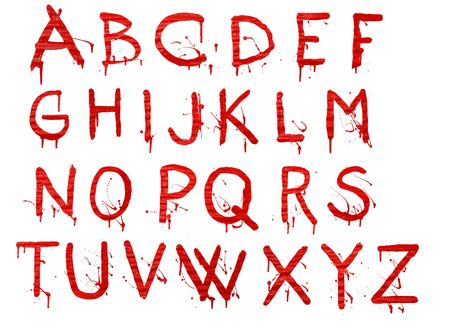 Letters dripping with blood on white backgroundの写真素材