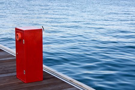 Emergency box at the jettyの写真素材