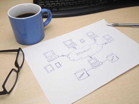 Dataflow diagram for an internet startupの写真素材