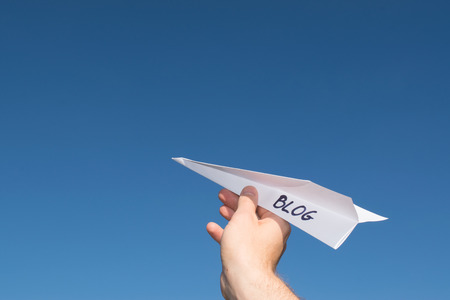Conceptual illustration of launching a new blog.の写真素材