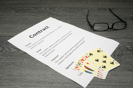 Conceptual illustration of maybe possibly winning or getting the contract, or a weak position at...