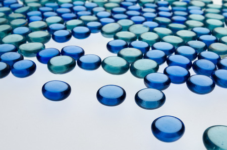 small blue glass hemispheres for a geometric composition and interesting patternsの写真素材