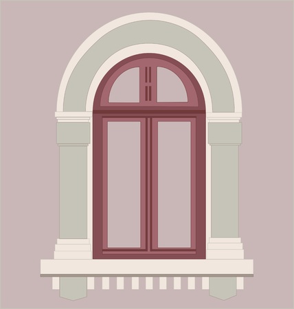 Window in old style and red colorのイラスト素材
