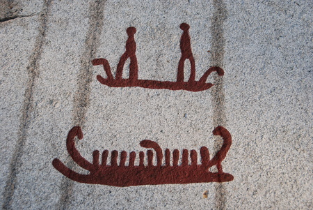 Bronze age rock carvings in Tanum shipsの写真素材