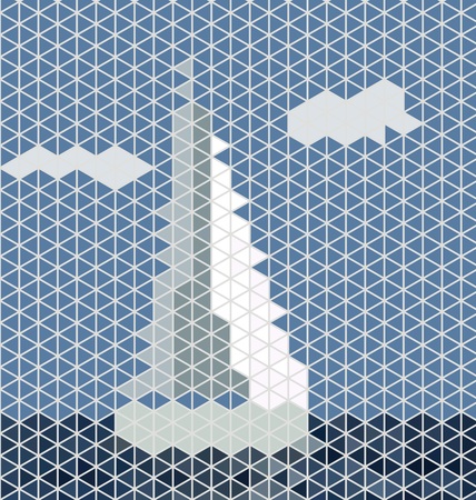 Mosaic sailing boat, polygonsのイラスト素材