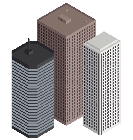 Isometric city buildings, 3D view, vectorのイラスト素材