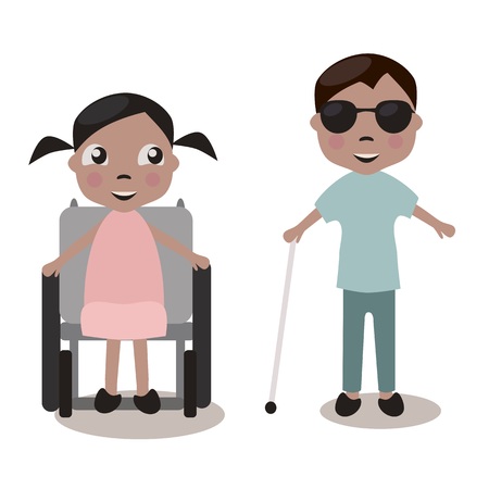 Children with impairments, isolated vectorsのイラスト素材