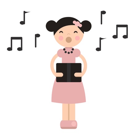 Peg doll singing isolatedのイラスト素材