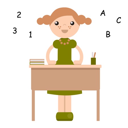 Peg doll in school isolatedのイラスト素材