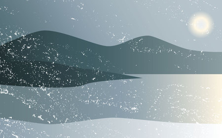 Landscape in cold and dark winter, wallpaper vectorのイラスト素材