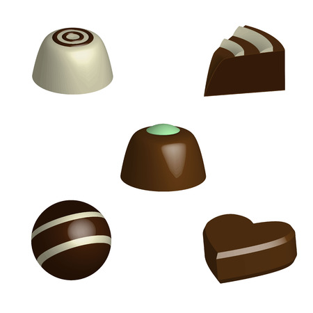 Set of chocolate pralines in 3D, vectorのイラスト素材