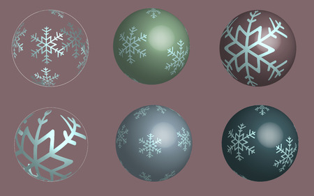 Set of snowflake balls in 3D, vectorのイラスト素材