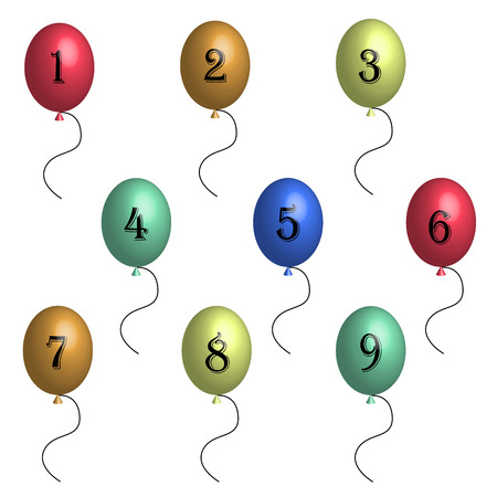 Birthday balloons in 3Dのイラスト素材