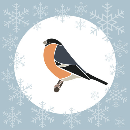 Christmas card bullfinch blueのイラスト素材