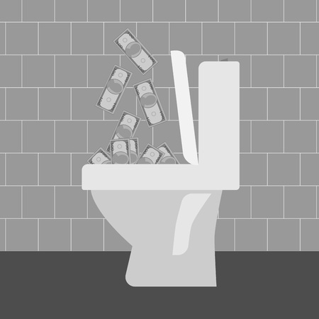 Flush money down the toilet, vectorのイラスト素材